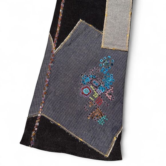 Y2K Basix II Patchwork Jeans Beaded Embroidered Flare Size 4 - Picture 5 of 8